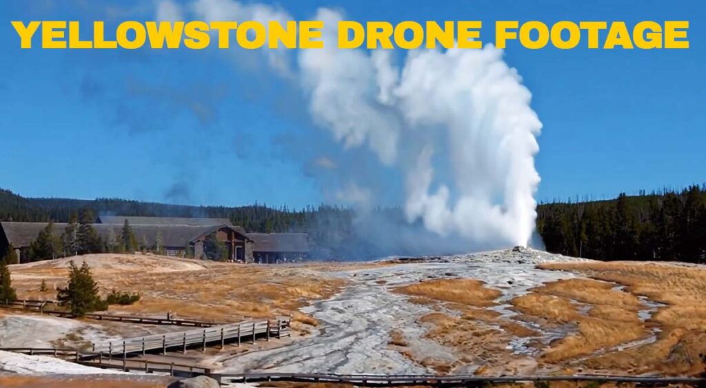 Winter blankets Yellowstone in snow, creating a pristine landscape perfect for striking drone footage